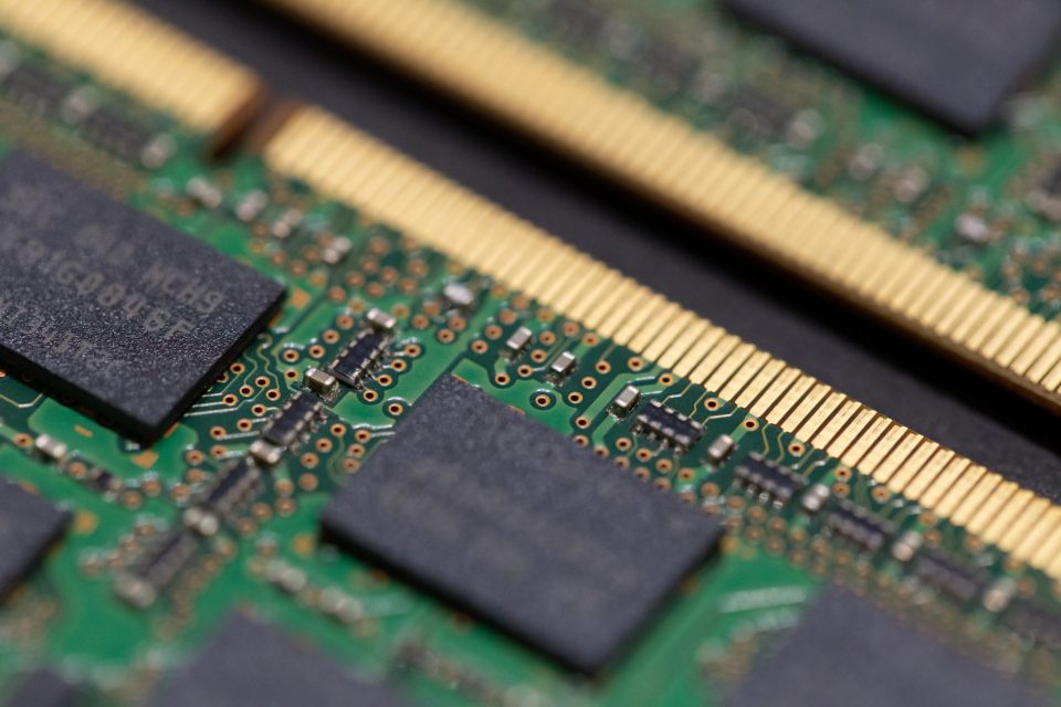 Pentes de memória de computador em close